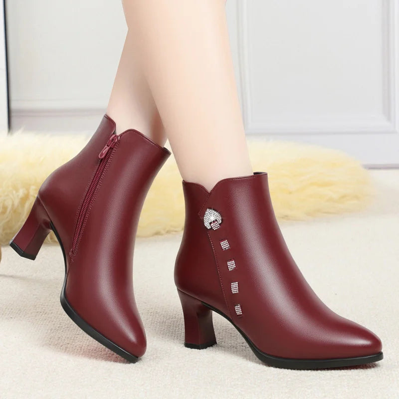 Elegant Rhinestone Heel Boots