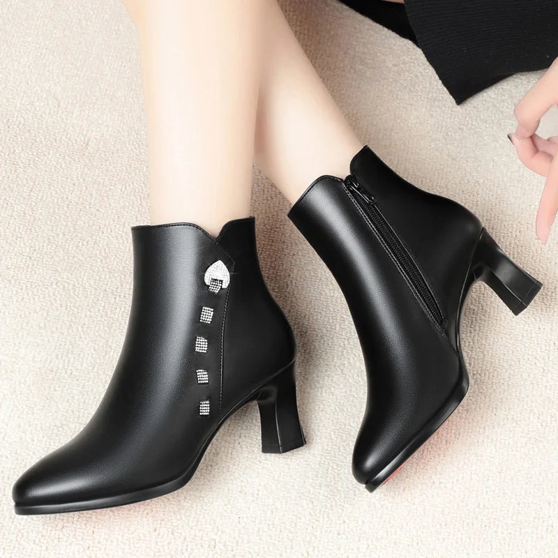 Elegant Rhinestone Heel Boots