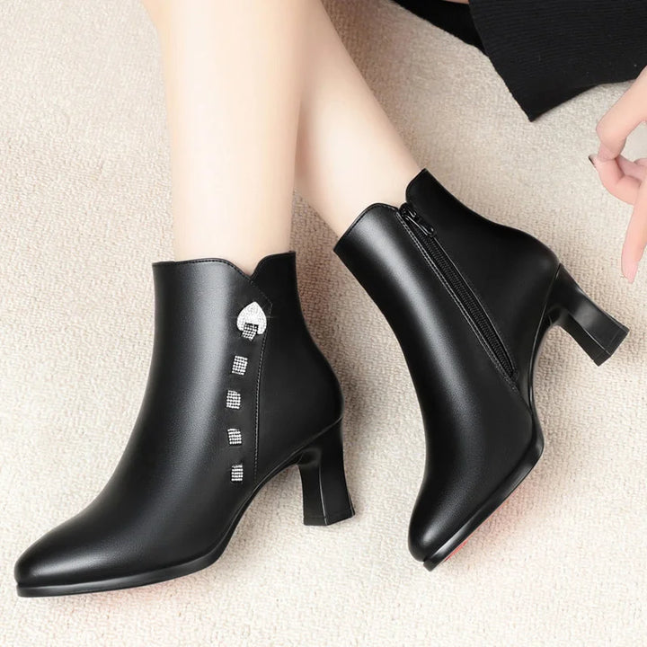 Elegant Rhinestone Heel Boots