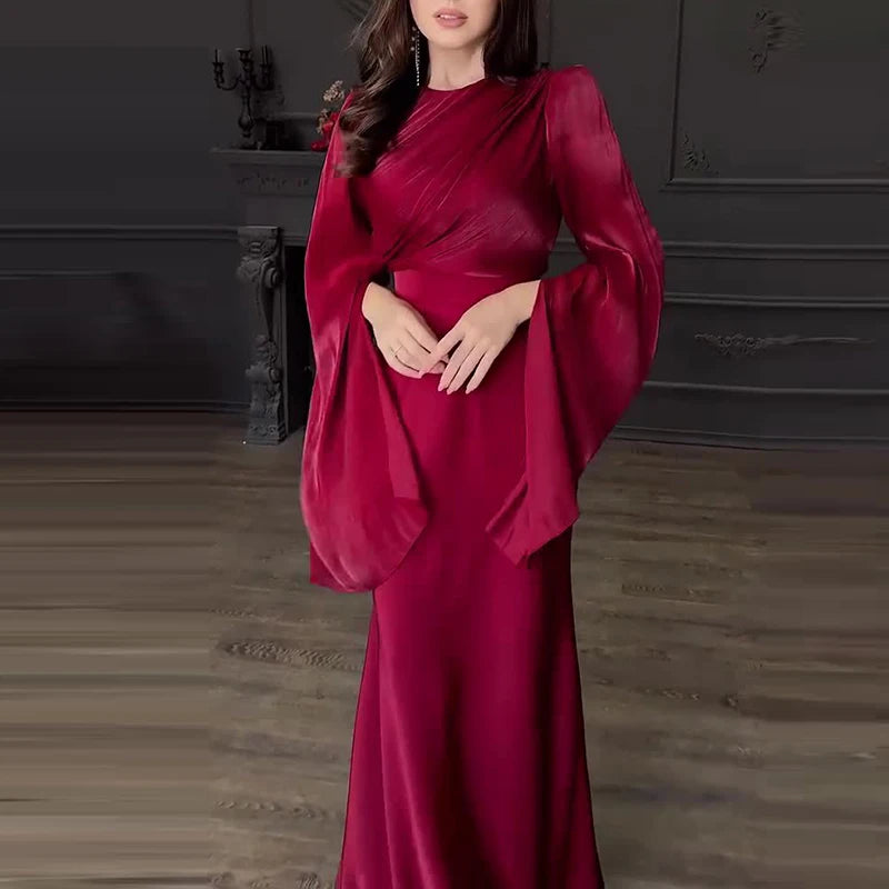 Elegant Satin High Waist Maxi Dress