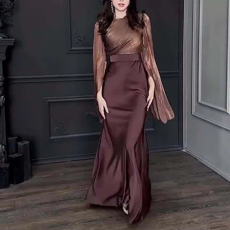 Elegant Satin High Waist Maxi Dress