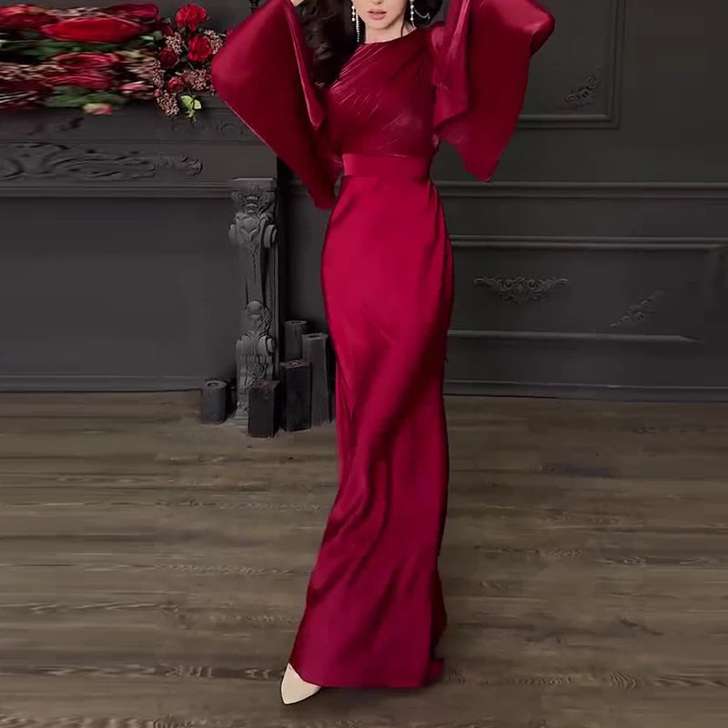 Elegant Satin High Waist Maxi Dress