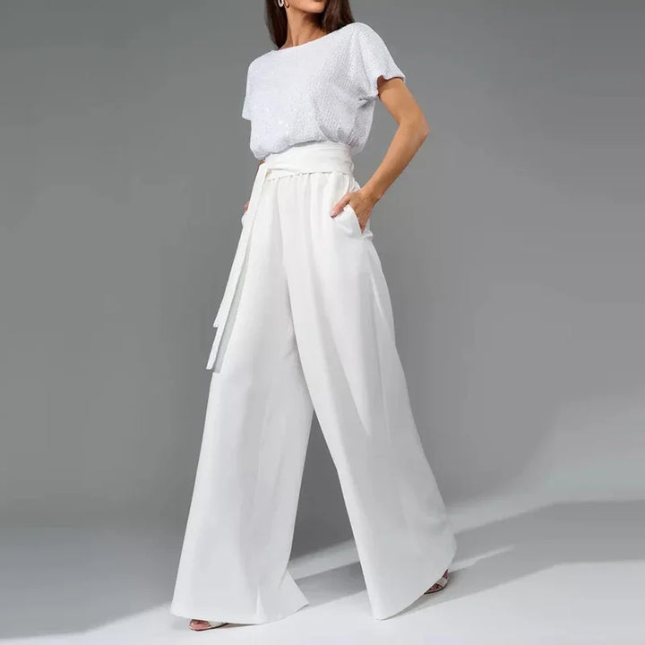 Elegant Sequin Top Wide Leg Jumpsuit