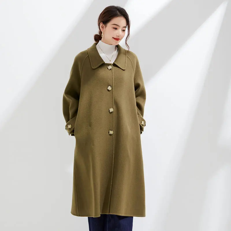 Elegant Single-Breasted Wool Cashmere Coat