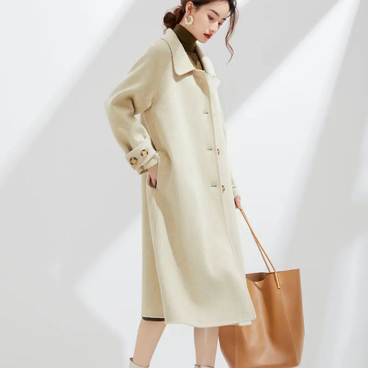 Elegant Single-Breasted Wool Cashmere Coat