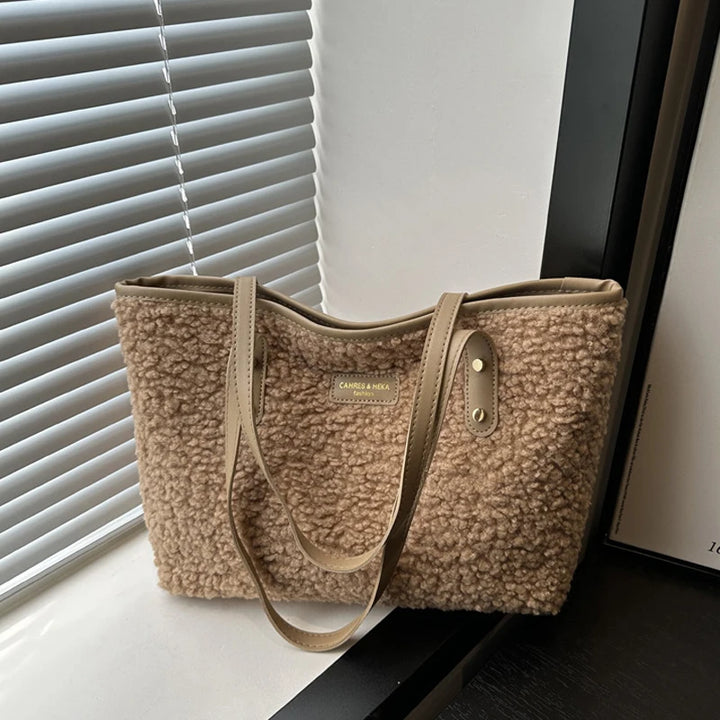 Elegant Soft Lamb Wool Large Tote