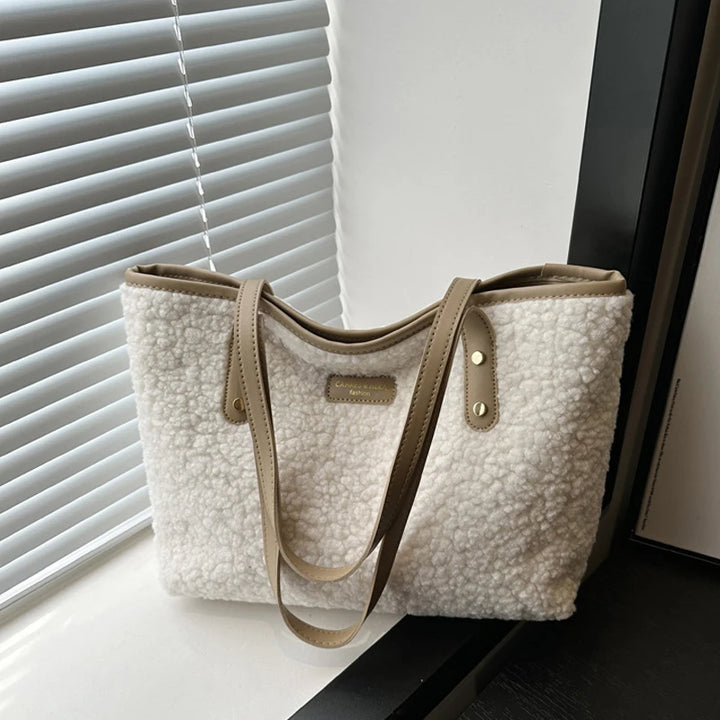 Elegant Soft Lamb Wool Large Tote