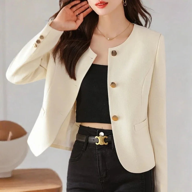 Elegant Tailored Cropped Blazer Jacket
