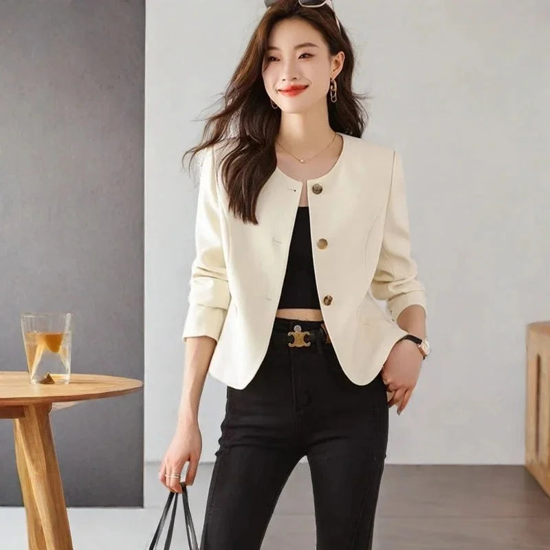 Elegant Tailored Cropped Blazer Jacket