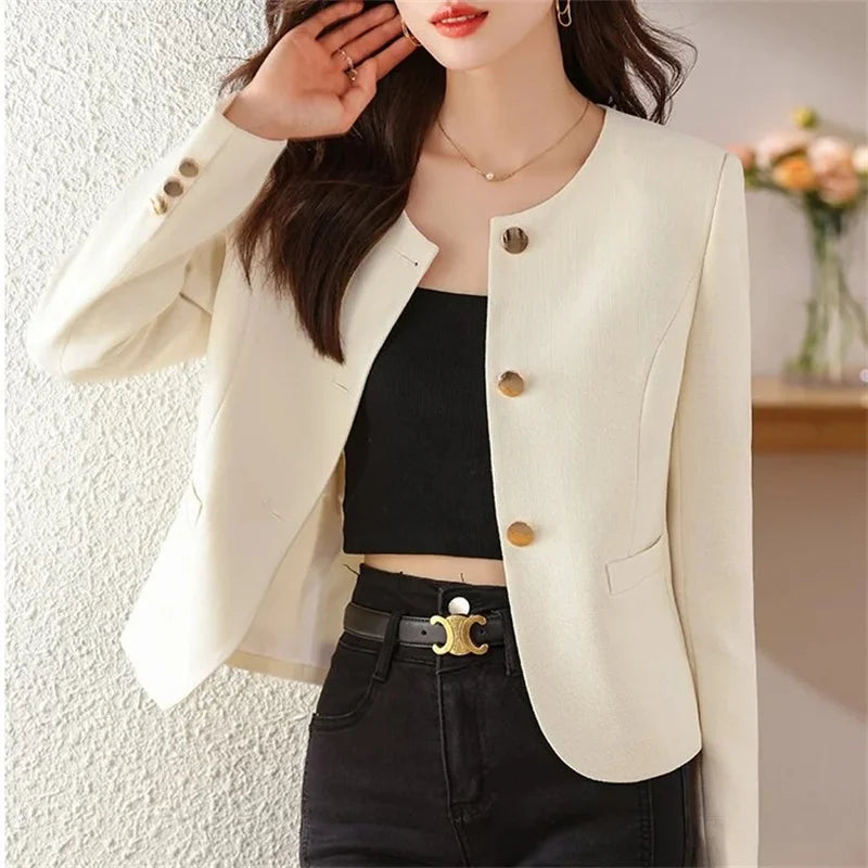 Elegant Tailored Cropped Blazer Jacket