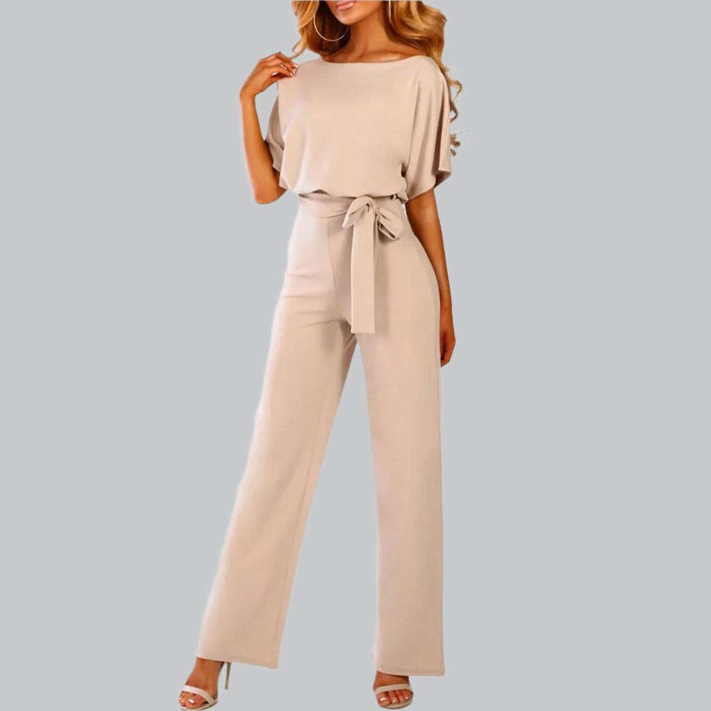 Women's Elegant Tie-Belt Jumpsuit