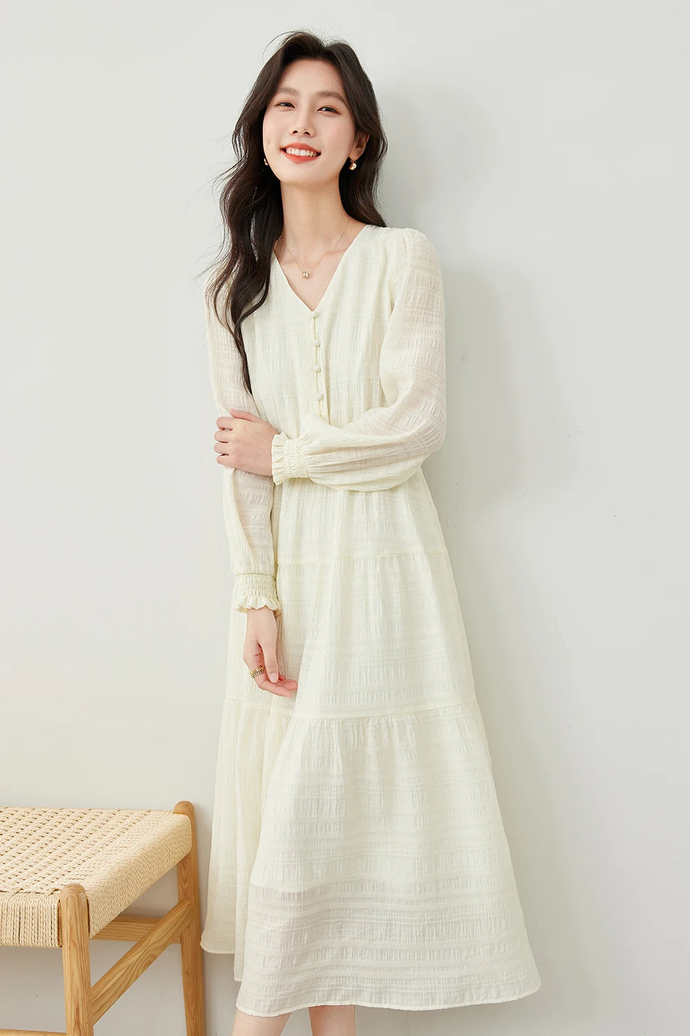 Elegant V-Neck Tiered Evening Dress