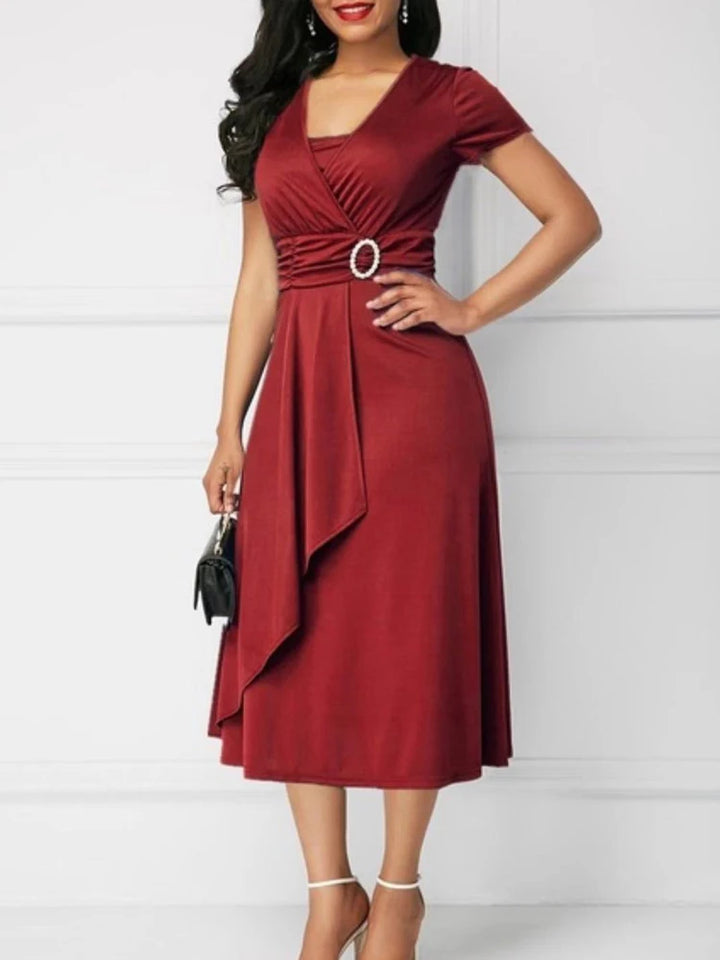 Elegant V-Neck Midi Party Dress