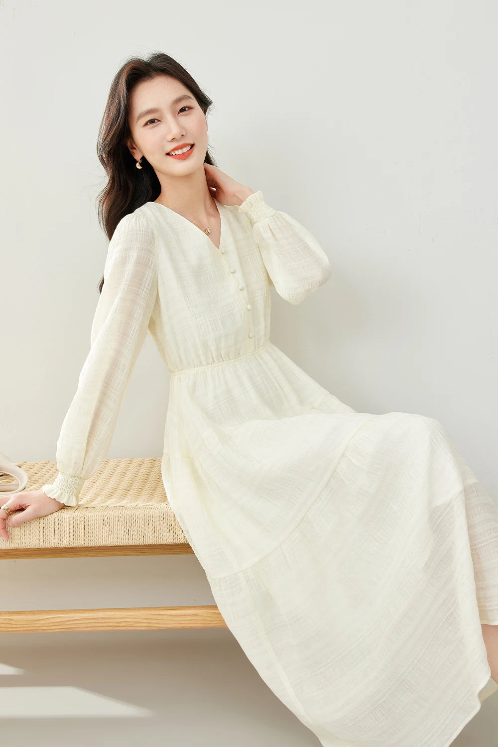 Elegant V-Neck Tiered Evening Dress