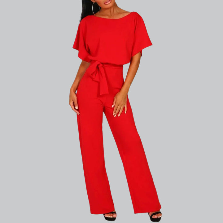 Women's Elegant Tie-Belt Jumpsuit