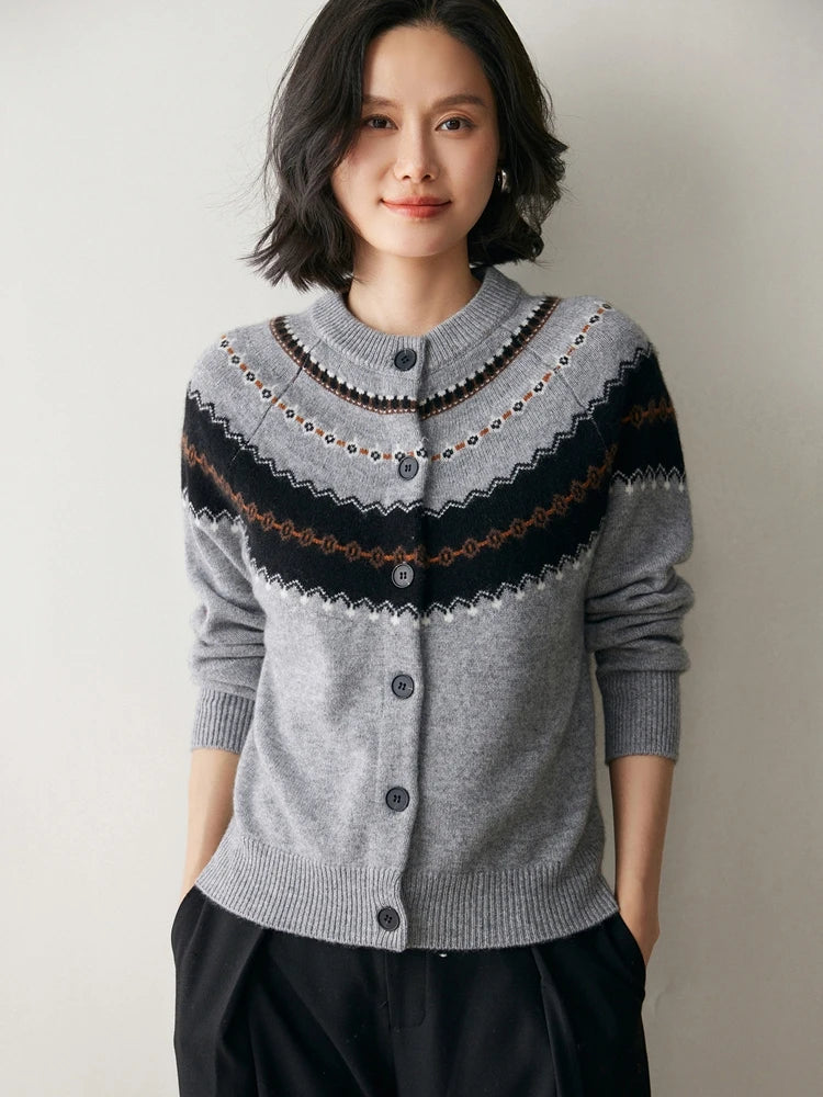 Fair Isle Cashmere Knit Cardigan