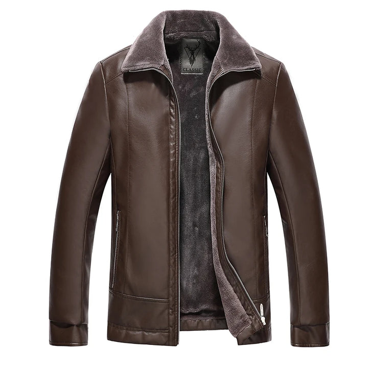 Faux Leather Fleece Lined Pilot Jacket