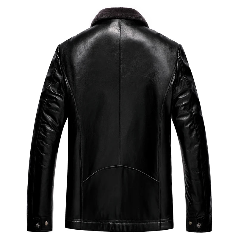 Faux Leather Fleece Lined Pilot Jacket