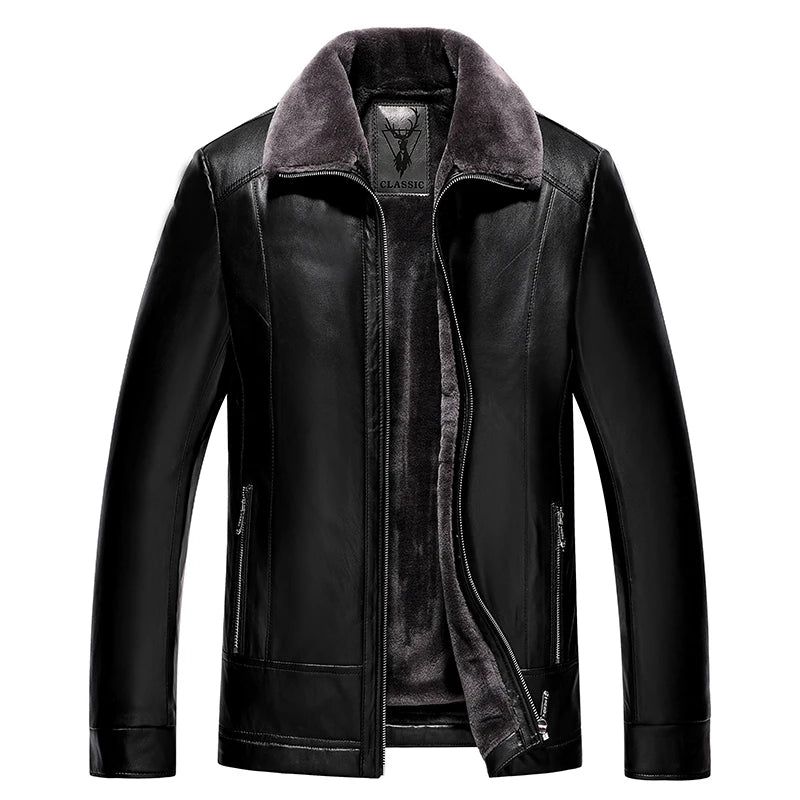 Faux Leather Fleece Lined Pilot Jacket