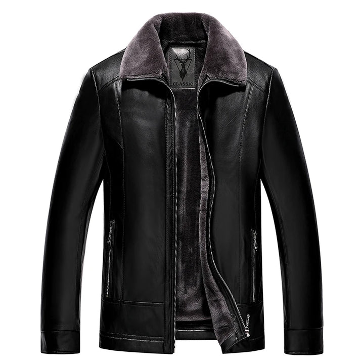 Faux Leather Fleece Lined Pilot Jacket