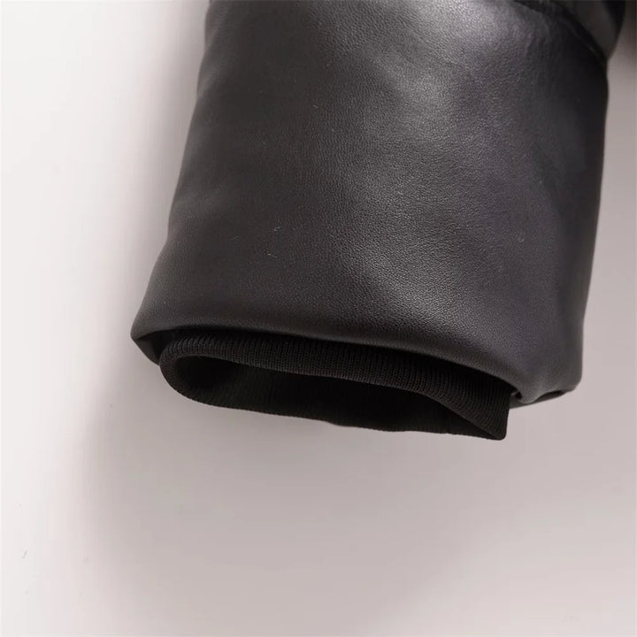 Faux Leather Hooded Jacket