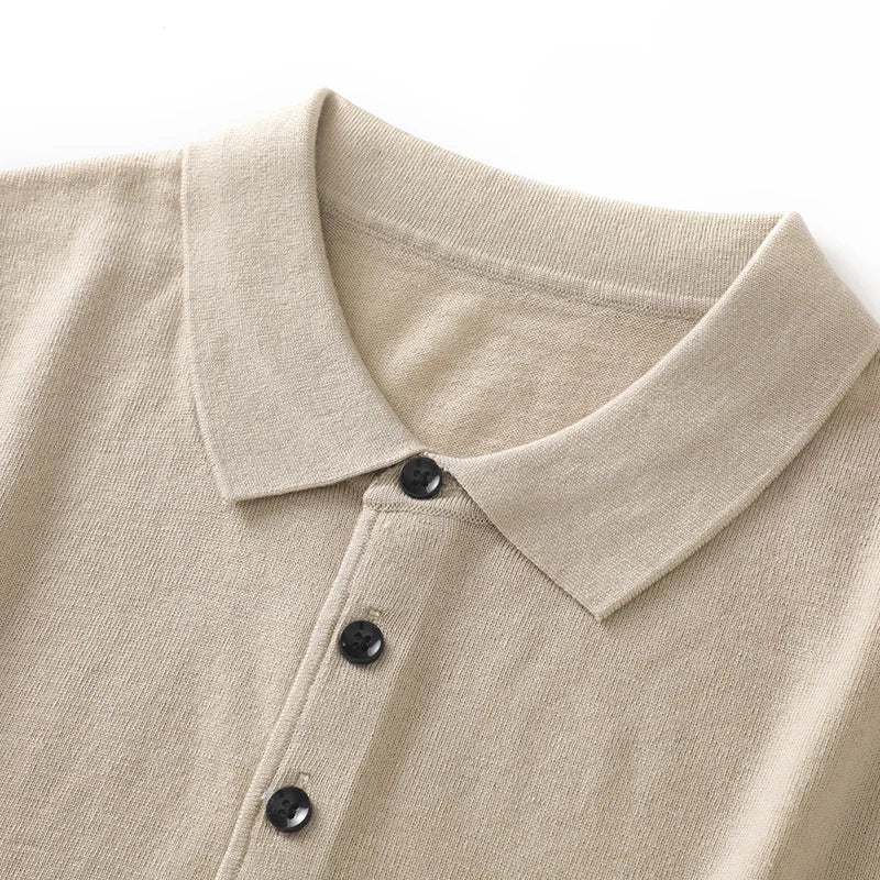Fine Spun Wool Polo Collar Shirt