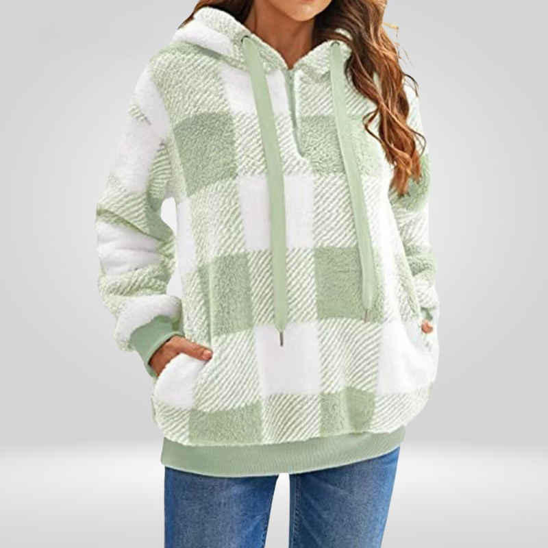 Plaid Fleece Pullover Hoodie