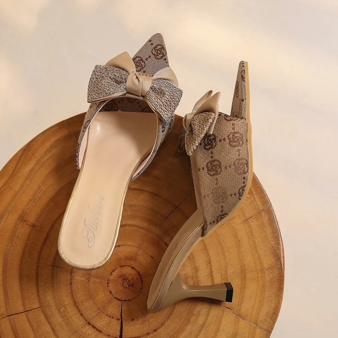 Floral Pointed Toe Heeled Sandals