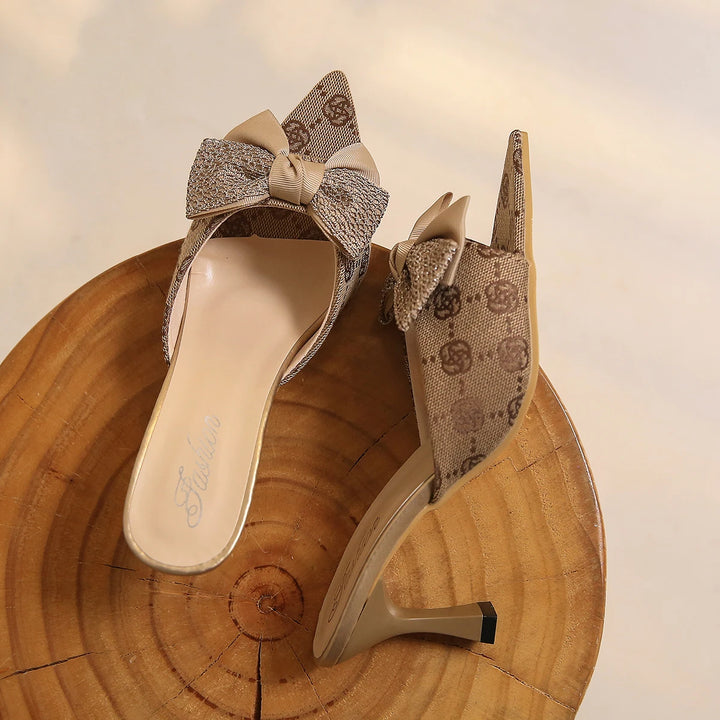Floral Pointed Toe Heeled Sandals