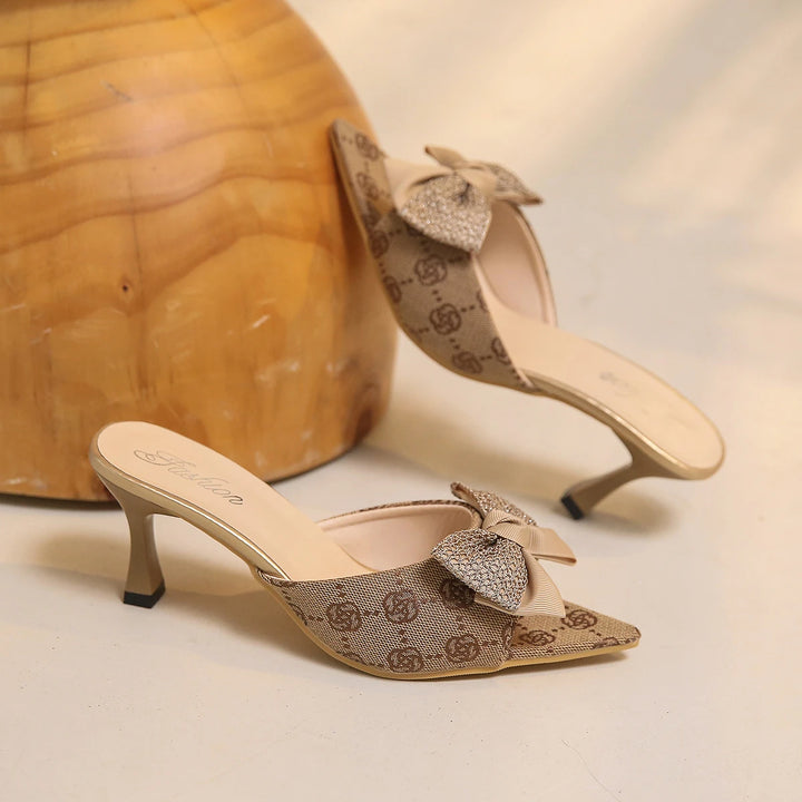 Floral Pointed Toe Heeled Sandals