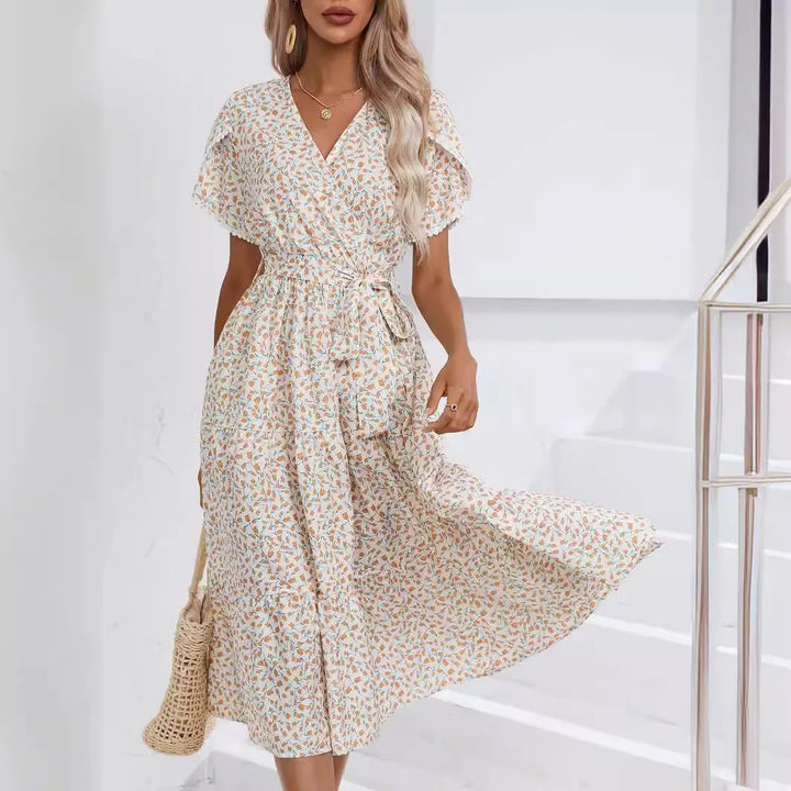 Floral Print V-Neck Summer Dress