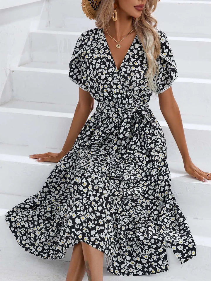 Floral Print V-Neck Summer Dress