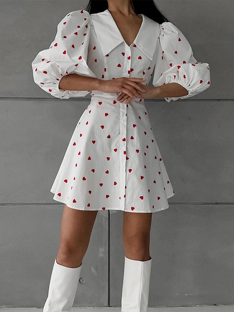 Floral Puff Sleeve Ruffle Mini Dress