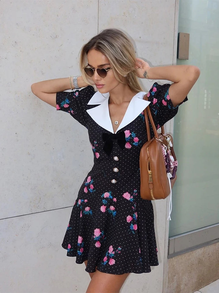Floral Puff Sleeve Ruffle Mini Dress