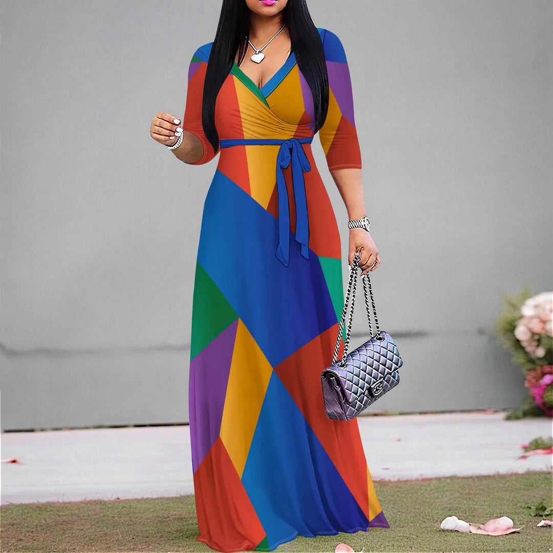 Flowy Colourful Print Maxi Dress