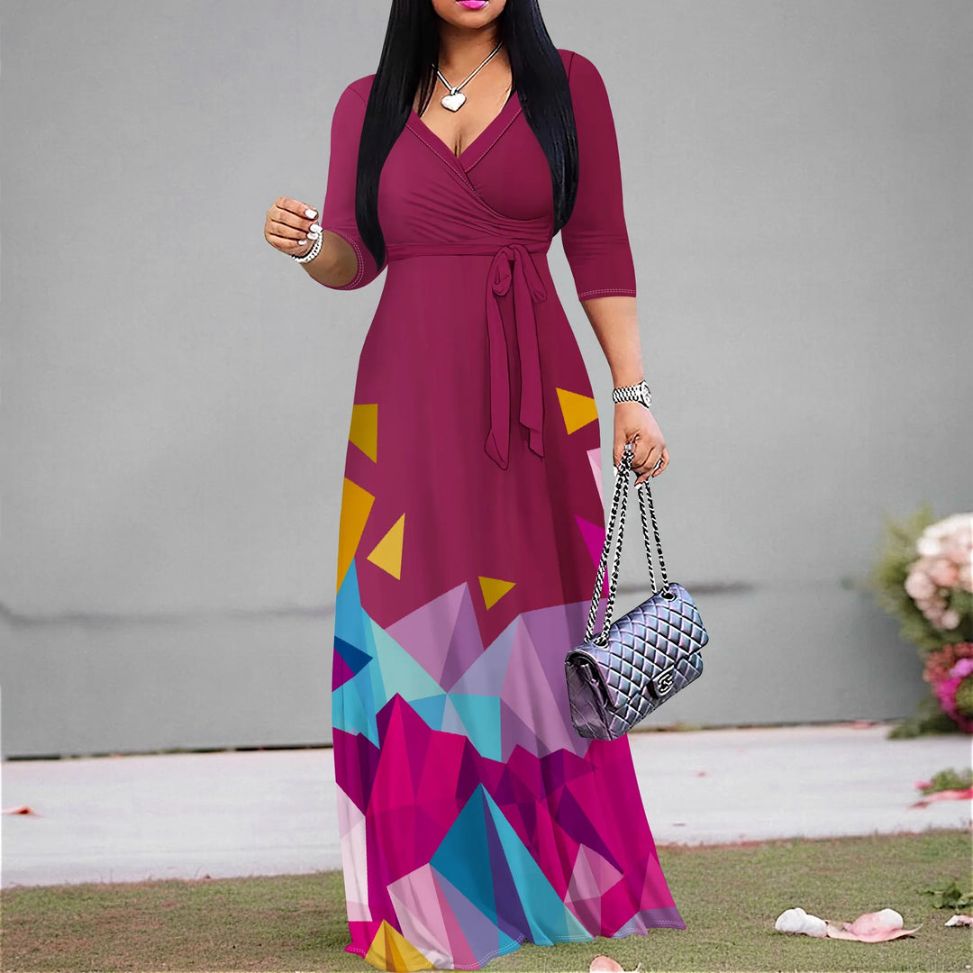Flowy Colourful Print Maxi Dress