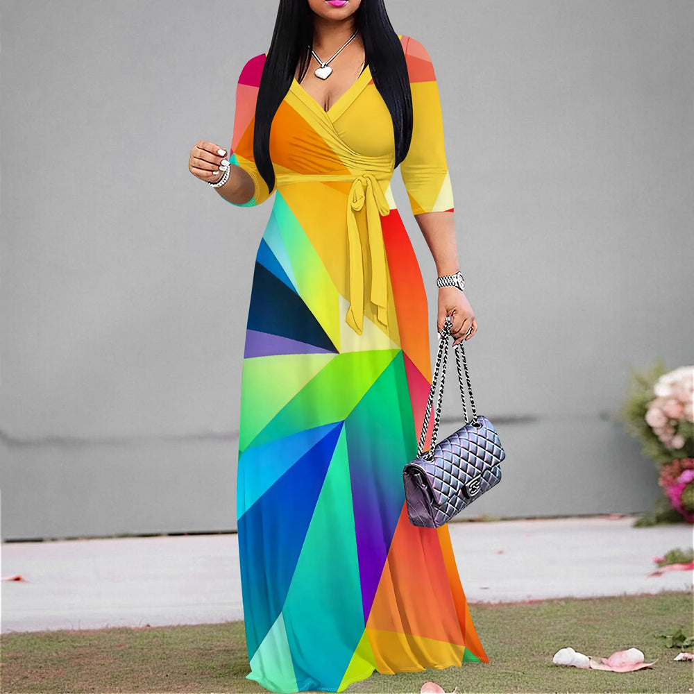 Flowy Colourful Print Maxi Dress
