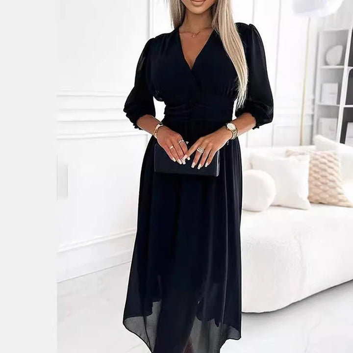 Flowy V-Neck Chiffon Maxi Dress