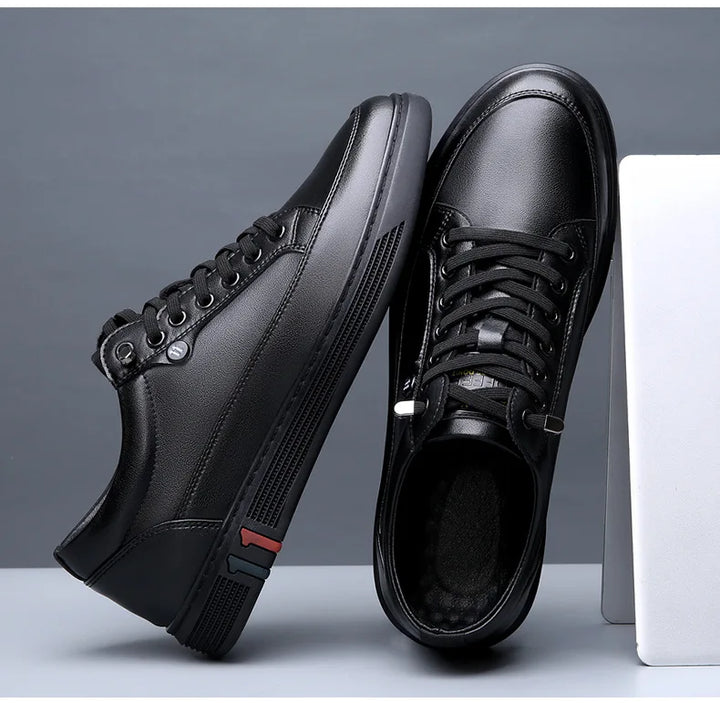 Genuine Leather Casual Lace-Up Sneakers