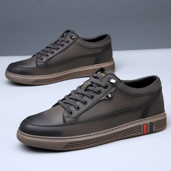Genuine Leather Casual Lace-Up Sneakers