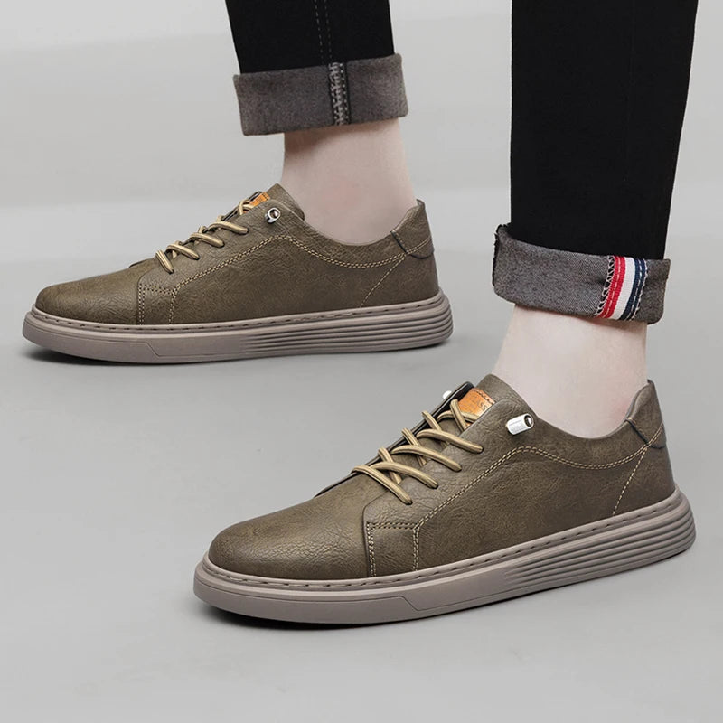 Genuine Leather Casual Oxford Sneakers