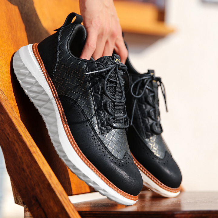 Genuine Leather Classic Lace Sneakers
