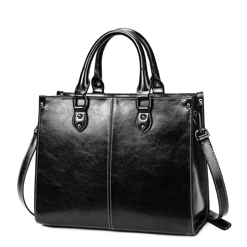 Genuine Leather Crossbody Tote Bag
