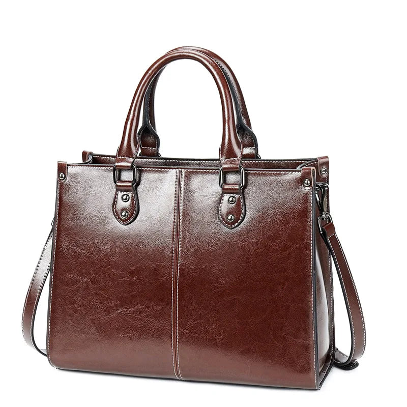 Genuine Leather Crossbody Tote Bag