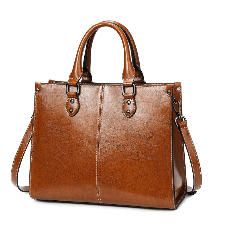 Genuine Leather Crossbody Tote Bag