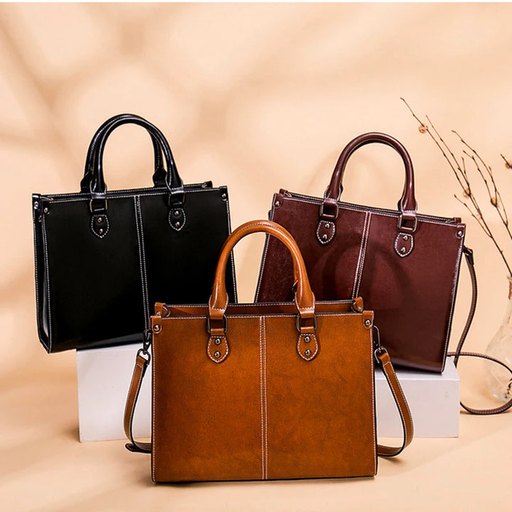 Genuine Leather Crossbody Tote Bag