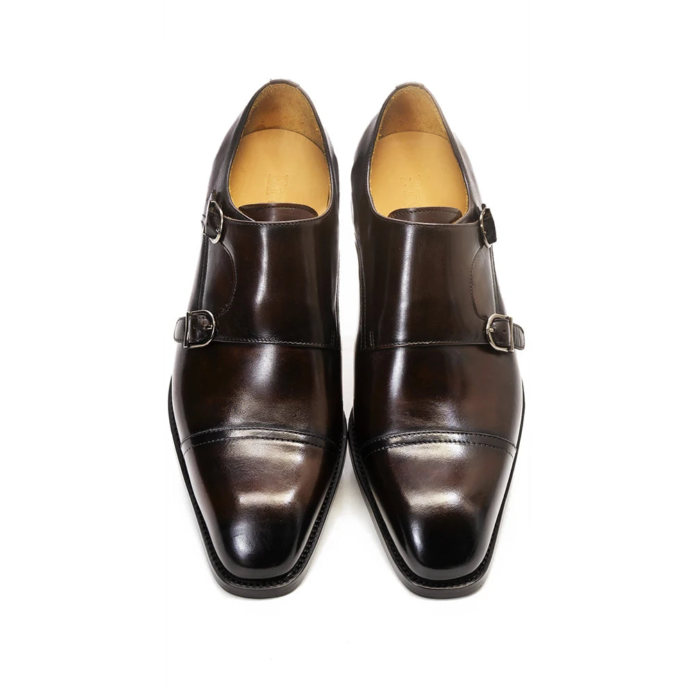 Genuine Leather Double Monk Strap Shoes