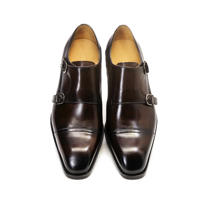 Genuine Leather Double Monk Strap Shoes