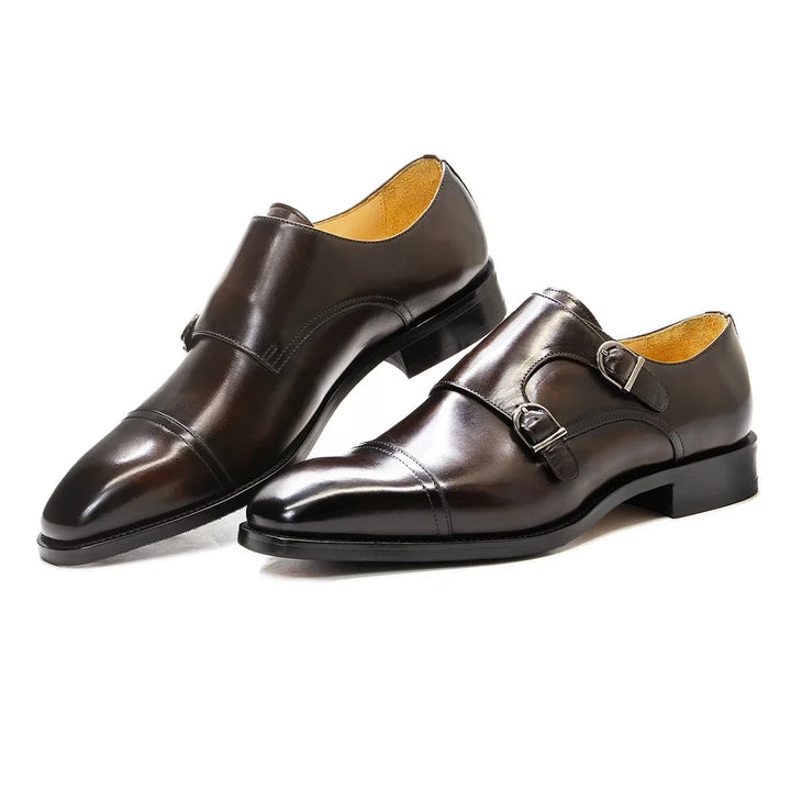 Genuine Leather Double Monk Strap Shoes