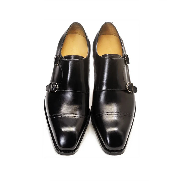 Genuine Leather Double Monk Strap Shoes